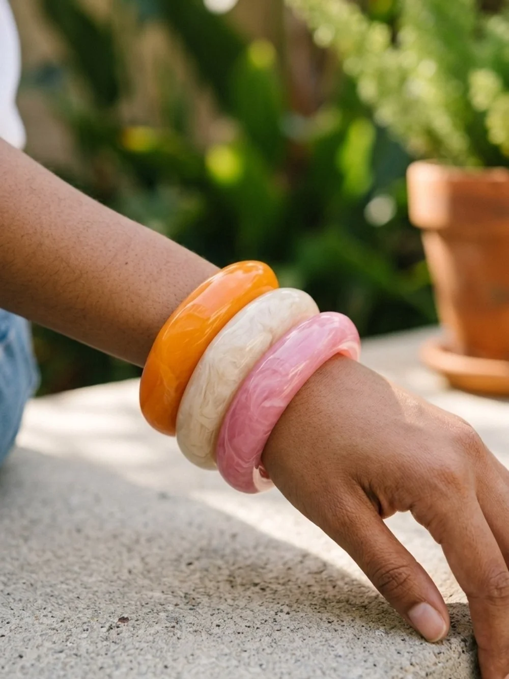 PiperK Color Pop Bangle Set — Pink, Green, Coral, Or Blue, Pick One, NWT - Picture 4 of 13